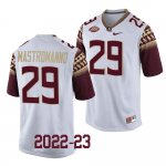 Florida State Seminoles Alex Mastromanno Men's #29 White Replica 2022-23 College Football Stitched Jersey