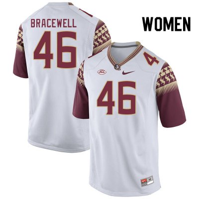 Florida State Seminoles Ashton Bracewell Women's #46 White Authentic College Football Stitched Jersey