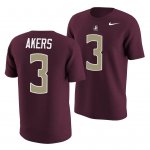 Florida State Seminoles Cam Akers Men's #3 Garnet Name & Number College Football Stitched T-Shirt