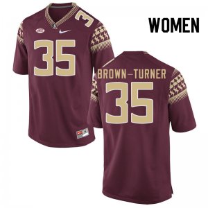 Florida State Seminoles Dylan Brown-Turner Women's #35 Garnet Authentic College Football Stitched Jersey