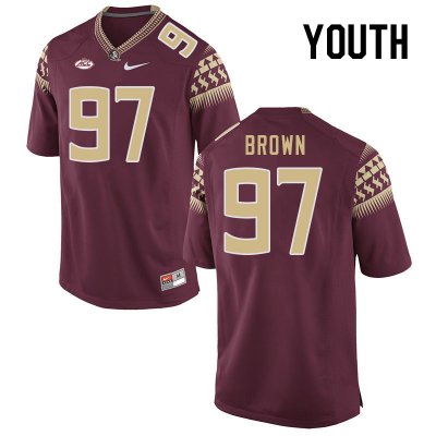 Florida State Seminoles Dylan Brown Youth #97 Garnet Authentic College Football Stitched Jersey