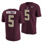 Florida State Seminoles Jameis Winston Men's #5 Garnet Name & Number College Football Stitched T-Shirt