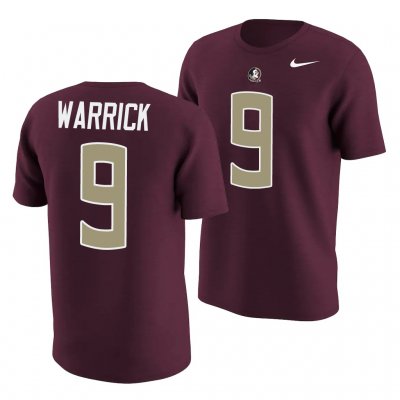 Florida State Seminoles Peter Warrick Men's #9 Garnet Name & Number College Football Stitched T-Shirt