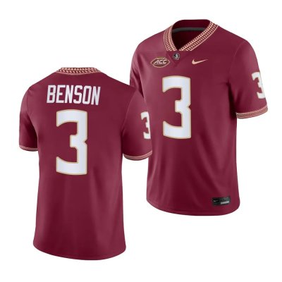 Florida State Seminoles Trey Benson Men's #3 NIL Garnet 2023 College Football Stitched Jersey