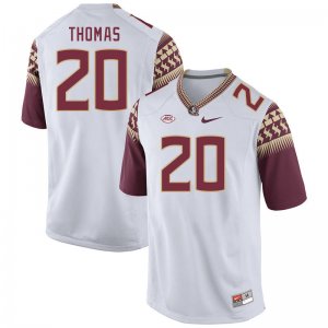 Florida State Seminoles Azareye'h Thomas Men's #20 White Authentic College Football Stitched Jersey