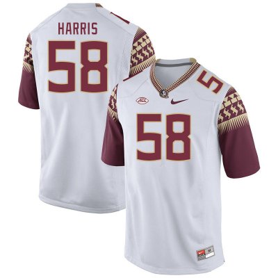 Florida State Seminoles Bless Harris Men's #58 White Authentic College Football Stitched Jersey