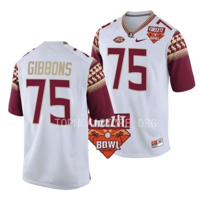 Florida State Seminoles Dillan Gibbons Men's #75 2022 Cheez-It Bowl White College Football Stitched Jersey