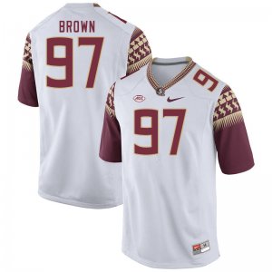 Florida State Seminoles Dylan Brown Men's #97 White Authentic College Football Stitched Jersey