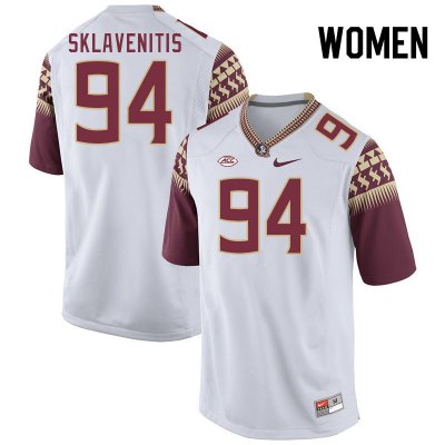 Florida State Seminoles George Sklavenitis Women's #94 White Authentic College Football Stitched Jersey