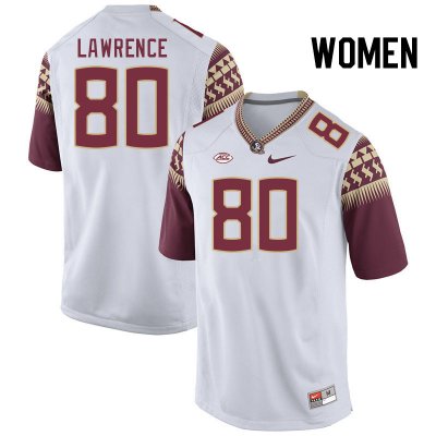 Florida State Seminoles Goldie Lawrence Women's #80 White Authentic College Football Stitched Jersey