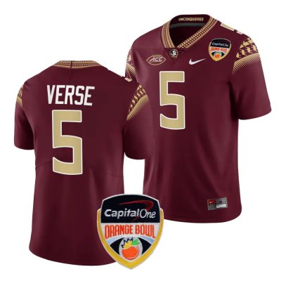 Florida State Seminoles Jared Verse Men's #5 2023 Orange Bowl Garnet Playoff College Football Stitched Jersey