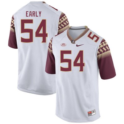 Florida State Seminoles Jaylen Early Men's #54 White Authentic College Football Stitched Jersey