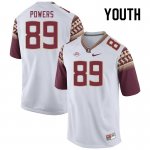 Florida State Seminoles Jerrale Powers Youth #89 White Authentic College Football Stitched Jersey