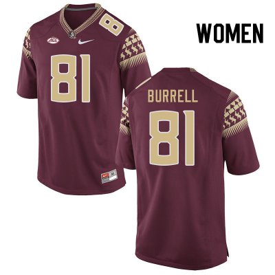 Florida State Seminoles Joshua Burrell Women's #81 Garnet Authentic College Football Stitched Jersey