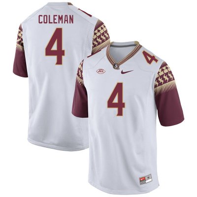 Florida State Seminoles Keon Coleman Men's #4 White Authentic College Football Stitched Jersey