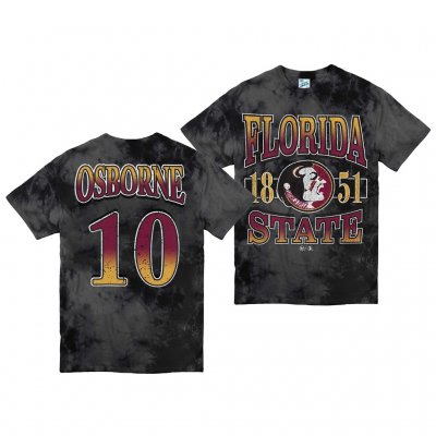 Florida State Seminoles Malik Osborne Men's #10 Vintage Tubular Black Retro Tie-Dye Tee College Football Stitched Jersey