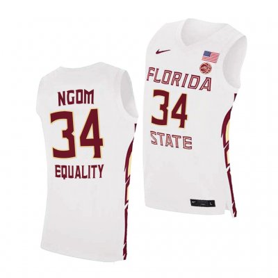 Florida State Seminoles Tanor Ngom Men's #34 White Equality College Basketball Stitched Jersey