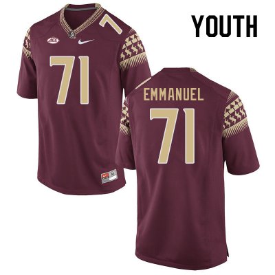 Florida State Seminoles D'Mitri Emmanuel Youth #71 Garnet Authentic College Football Stitched Jersey