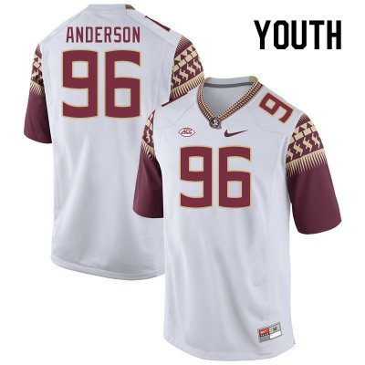 Florida State Seminoles Dante Anderson Youth #96 White Authentic College Football Stitched Jersey