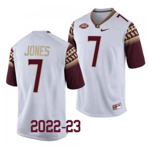 Florida State Seminoles Jarrian Jones Men's #7 White Replica 2022-23 College Football Stitched Jersey