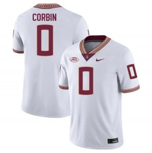 Florida State Seminoles Jashaun Corbin Men's #0 White Authentic College Football Stitched Jersey