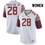 Florida State Seminoles Samuel Singleton Jr. Women's #28 White Authentic College Football Stitched Jersey