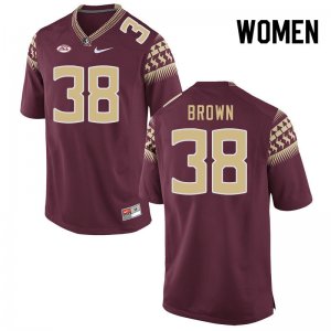 Florida State Seminoles Shyheim Brown Women's #38 Garnet Authentic College Football Stitched Jersey