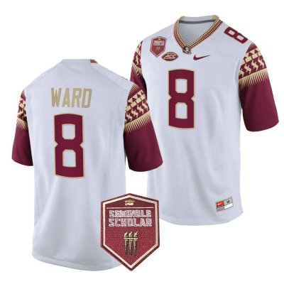 Florida State Seminoles Treshaun Ward Men's #8 Seminole Scholar patch White College Football Stitched Jersey