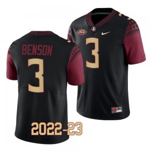 Florida State Seminoles Trey Benson Men's #3 2022-23 Replica Black College Football Stitched Jersey