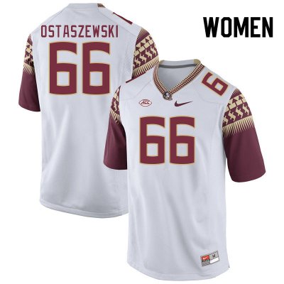 Florida State Seminoles Ben Ostaszewski Women's #66 White Authentic College Football Stitched Jersey