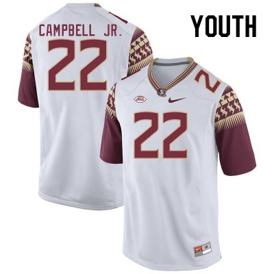 Florida State Seminoles CJ Campbell Jr. Youth #22 White Authentic College Football Stitched Jersey