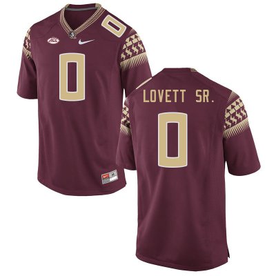 Florida State Seminoles Fabien Lovett Sr. Men's #0 Garnet Authentic College Football Stitched Jersey