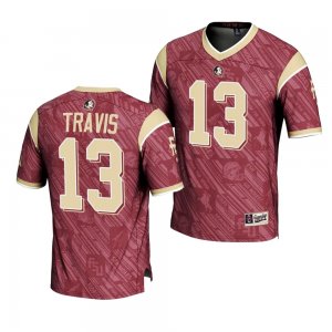 Florida State Seminoles Jordan Travis Men's #13 Highlight Print Garnet Fashion College Football Stitched Jersey