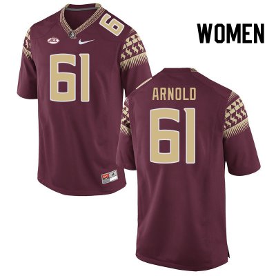 Florida State Seminoles Mason Arnold Women's #61 Garnet Authentic College Football Stitched Jersey