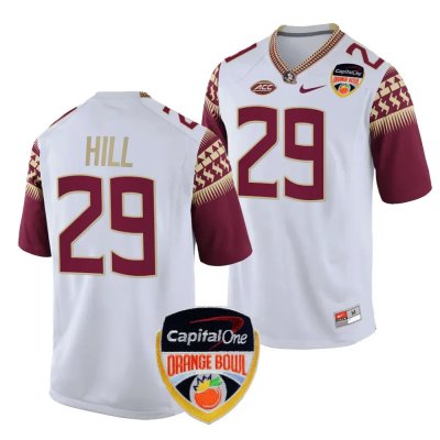 Florida State Seminoles Rodney Hill Men's #29 2023 Orange Bowl White Playoff College Football Stitched Jersey