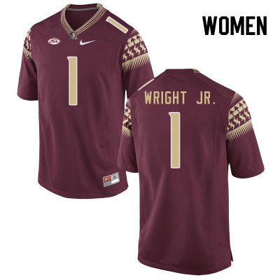 Florida State Seminoles Winston Wright Jr. Women's #1 Garnet Authentic College Football Stitched Jersey